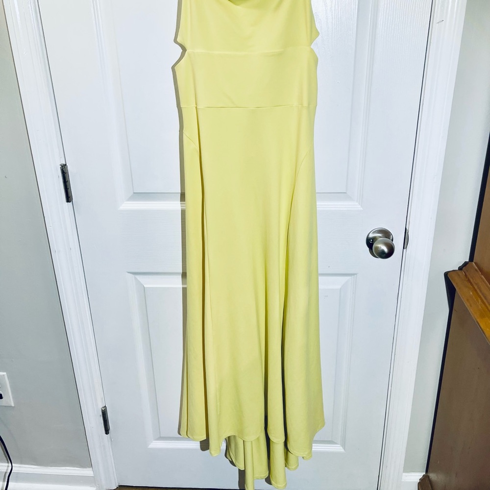 Susana Monaco Maxi Dress Nylon Stretch Fit & Flare Yellow Sz L - Picture 5 of 13